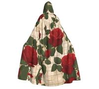 WZYCWB Many red roses Printed Hooded Cape - Perfect for Halloween parties, theatrical performances, and photoshoots.