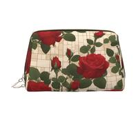 WZYCWB Many red Roses Printed Leather Cosmetic Bag - Stylish and Portable Cosmetic Storage Bag