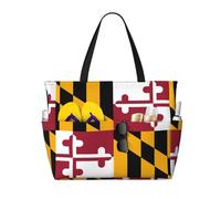 WZYCWB Maryland State Flag Foldable beach travel bag, large capacity beach bag with zipper, perfect for shopping bags, pool, gym, travel shopping,