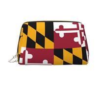 WZYCWB Maryland State Flag Patterned Leather Cosmetic Bag - Perfect for Carry-On or Home Organization