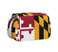 WZYCWB Maryland State Flag Patterned Portable Pencil Case ideal for organizing pens in the office or storing makeup brushes