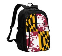 WZYCWB Maryland State Flag Printed laptop backpack, business men's commuter backpack, computer bag with USB port charging
