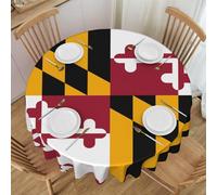 WZYCWB Maryland State Flag Printed Round Tablecloth, Party Table Protector, 60-inch Diameter, Suitable for Indoor and Outdoor Dining or Decoration.