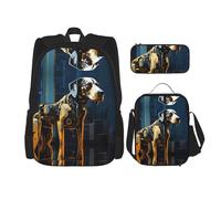 WZYCWB Mechanical Dogs School Bag + Pencil case + Lunch Bag Combination Backpack Suitable for Everyday Commuting