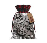 WZYCWB Mechanical gears Christmas Gift Bags for Christmas Party Supplies Decorations, 8.3 * 11.8 Inch Colorblock Burlap Drawstring Gift Bags,