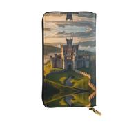 WZYCWB Medieval Castle Printed leather wallet, 7.5 x 4.1-inch long credit card holder, portable travel cash wallet