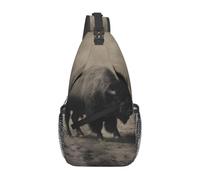 WZYCWB Men's Black Bull Print Crossbody Sling Bag - Casual Shoulder Backpack with Adjustable Strap for Running, Hiking & Daily Commutes