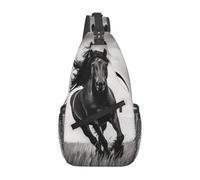 WZYCWB Men's Black Stallion Print Crossbody Sling Bag - Casual Shoulder Backpack with Adjustable Strap for Running, Hiking & Daily Commutes