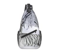 WZYCWB Men's White tiger Print Crossbody Sling Bag - Casual Shoulder Backpack with Adjustable Strap for Running, Hiking & Daily Commutes