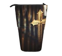 WZYCWB Metal Crosses Printed Retractable Pen Holder Suitable for use as a Simple Cosmetic Bag, Wallet, etc.