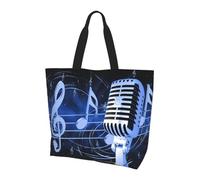 WZYCWB Microphone with Music Notes Printed Tote Bag - Shoulder Bag - Suitable for Travel, Yoga, Beach, Commute, Shopping - Gift for Men and Women