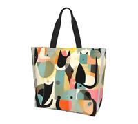 WZYCWB Mid-Century Modern Art Cat Printed Tote Bag - Shoulder Bag - Suitable for Travel, Yoga, Beach, Commute, Shopping - Gift for Men and Women