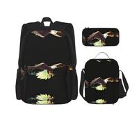 WZYCWB Mighty eagle Backpack set (3-piece set) - student school bag + pencil case + lunch bag, large capacity backpack