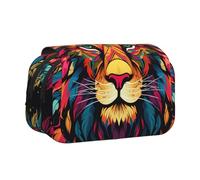 WZYCWB Mighty Lion Printing Portable Pencil Case ideal for organizing pens in the office or storing makeup brushes
