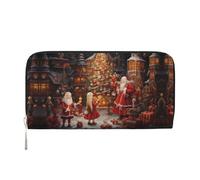 WZYCWB milk cow Leather clutch bags zipper wallets and card holders are perfect for travel or daily use, Merry Christmas Season, One Size