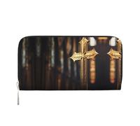 WZYCWB milk cow Leather clutch bags zipper wallets and card holders are perfect for travel or daily use, Metal Crosses, One Size