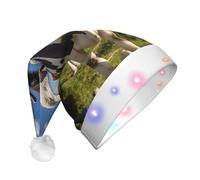 WZYCWB milk cow Patterned Santa Hat | Plush Glowing Holiday Hat for Christmas, New Year's, and Party Events