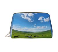 WZYCWB Milk Cow Printed Leather Cosmetic Bag - Stylish and Portable Cosmetic Storage Bag