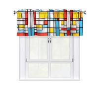 WZYCWB Mismatched Boxes Printed Curtain Valance, 54 inches Wide Ã- 18 inches high, Suitable for Door and Window partitions