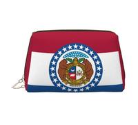WZYCWB Missouri State Flag Patterned Leather Cosmetic Bag - Perfect for Carry-On or Home Organization
