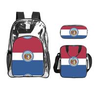 WZYCWB Missouri State Flag Printed backpack set | Lunch bag and pencil case | Perfect for work, business trips, and vacations.