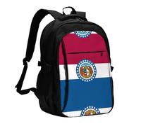 WZYCWB Missouri State Flag Printed laptop backpack, business men's commuter backpack, computer bag with USB port charging