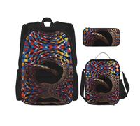 WZYCWB Mobius Strip Campus life backpack set (3 pieces) - school bag + pencil case + lunch bag, meet all the daily needs of students!