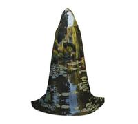 WZYCWB Monet's Garden Printed Small Hooded Cape, Holiday Party Costume, Carnival Party Prop, Sizes S/M/L