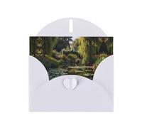 WZYCWB Monet's Garden Printed White Pearlescent Paper Holiday Cards 6x4 Inches - With Envelopes for Birthdays, Weddings, and Condolences