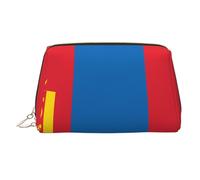 WZYCWB Mongolian Flag Patterned Leather Cosmetic Bag - Perfect for Carry-On or Home Organization