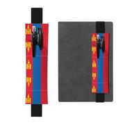 WZYCWB Mongolian Flag Printed Large-Capacity PVC Pen Holder + Creative Diary Pen Bag Set with Elastic Band Anti-Slip Design