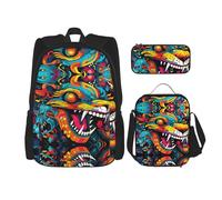 WZYCWB Monsters School Bag + Pencil case + Lunch Bag Combination Backpack Suitable for Everyday Commuting