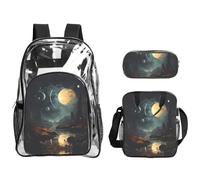 WZYCWB Moon Stars and Planets Printed backpack set | Lunch bag and pencil case | Perfect for work, business trips, and vacations.