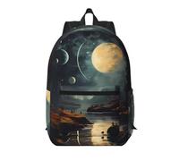WZYCWB Moon Stars and Planets Printed backpack with pockets - suitable for work, business trips, travel, sports