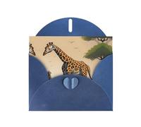 WZYCWB Mother and child giraffe Patterned Blue Holiday Card (6x4) with Envelope. Suitable for birthdays, weddings, and condolences.
