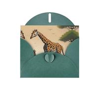 WZYCWB Mother and child giraffe Patterned Dark Green Holiday Card (6x4) with Envelope. Suitable for birthdays, weddings, and condolences.