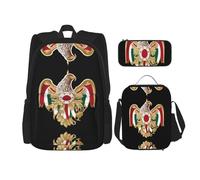 WZYCWB Mountain Eagle Backpack (3-piece set), large capacity backpack, student school bag, pencil case, lunch bag combination