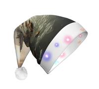 WZYCWB mountains and rivers Adult Santa Hats, Plush New Year Christmas Party Gifts, Unisex New Year LED Light Santa Hats