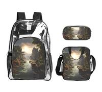 WZYCWB mountains and rivers Printed backpack set | Lunch bag and pencil case | Perfect for work, business trips, and vacations.