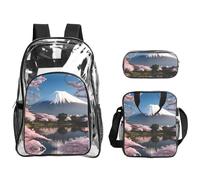 WZYCWB Mt. Fuji in early spring Printed backpack set | Lunch bag and pencil case | Perfect for work, business trips, and vacations.