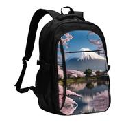 WZYCWB Mt. Fuji in early spring Printed laptop backpack, business men's commuter backpack, computer bag with USB port charging