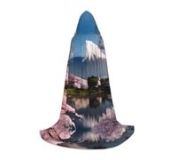 WZYCWB Mt. Fuji in early spring Printed Medium Hooded Cape, Holiday Party Costume, Carnival Party Prop, Sizes S/M/L