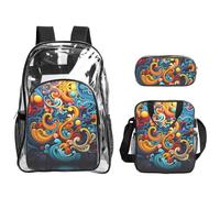 WZYCWB multicolored stripes Printed backpack set | Lunch bag and pencil case | Perfect for work, business trips, and vacations.