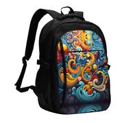 WZYCWB multicolored stripes Printed laptop backpack, business men's commuter backpack, computer bag with USB port charging