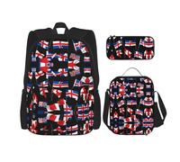 WZYCWB National flag Campus life backpack set (3 pieces) - school bag + pencil case + lunch bag, meet all the daily needs of students!