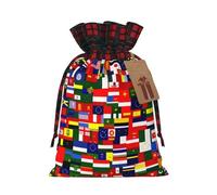 WZYCWB National flag collection Christmas Gift Bags for Christmas Party Supplies Decorations, 8.3 * 11.8 Inch Colorblock Burlap Drawstring Gift Bags,