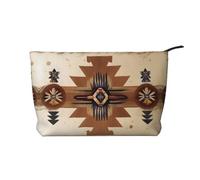 WZYCWB Native American Patterns Corduroy cosmetic bag, women's portable zipper handbag purse, suitable for travel and daily storage, cosmetics