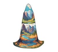 WZYCWB Natural scenery Printed Large Hooded Cape, Holiday Party Costume, Carnival Party Prop, Sizes S/M/L
