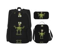WZYCWB Naughty frog Backpack set (3-piece set) - student school bag + pencil case + lunch bag, large capacity backpack