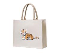 WZYCWB Naughty Tiger Printed three-dimensional canvas tote bag suitable for travel, work, fitness, camping and beach carrying